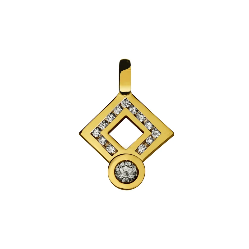 Pendentif signe Losange pavage diamant en or Tournaire