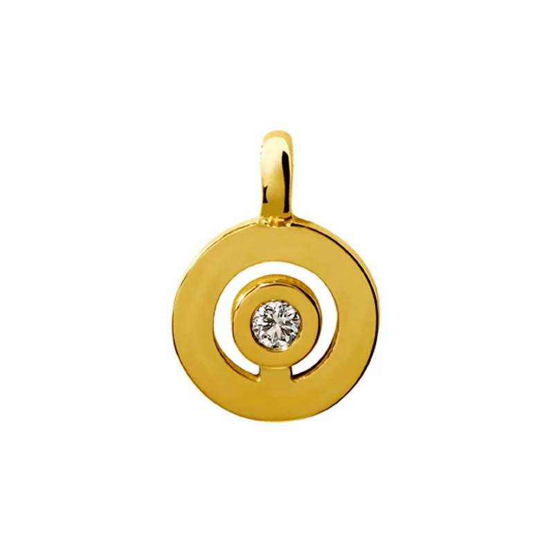 Pendentif signe Labyrinthe large rond diamant en or Tournaire