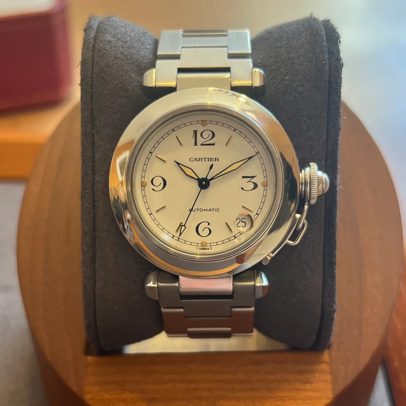 Montre Cartier Pasha C avec cadran blanc, ensemble complet W31015M7-2324