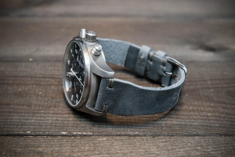 Pilot Badalassi Leather Watch Strap, Aviator model, Military style tapered model