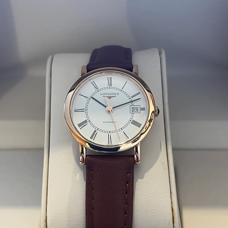 Montre Longines Elegant Collection en or rose 18 carats, ensemble complet L4.378.8