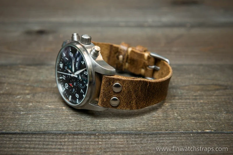 Pilot Watch Strap w/Rivets, Vintage style watch band