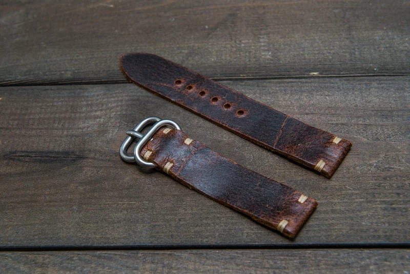 Suede vintage leather watch strap (Crazy cow), handmade in Finland - 16mm, 17 mm, 18mm, 19 mm, 20mm, 21mm, 22mm, 23 mm, 24mm.