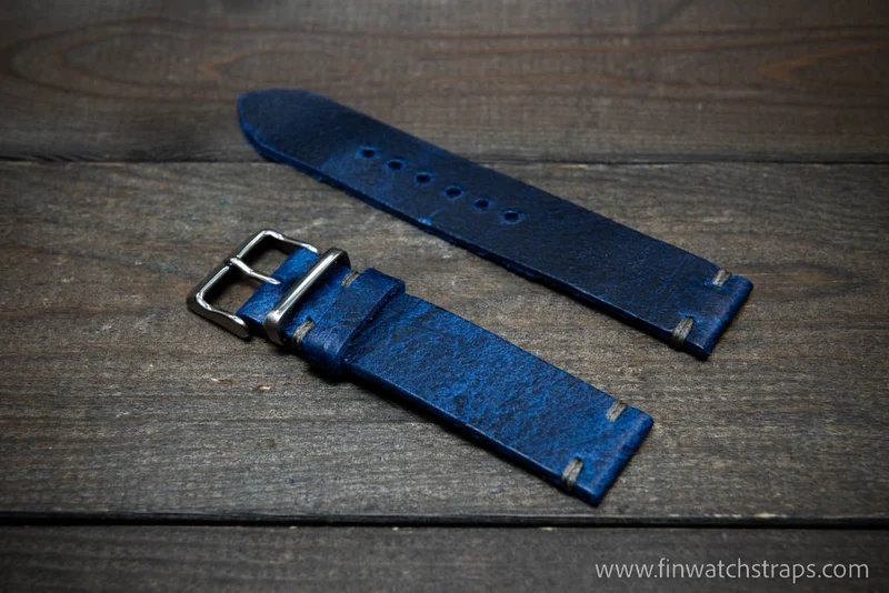 Suede vintage leather watch strap (Crazy cow), handmade in Finland - 16mm, 17 mm, 18mm, 19 mm, 20mm, 21mm, 22mm, 23 mm, 24mm, 25 mm, 26 mm.