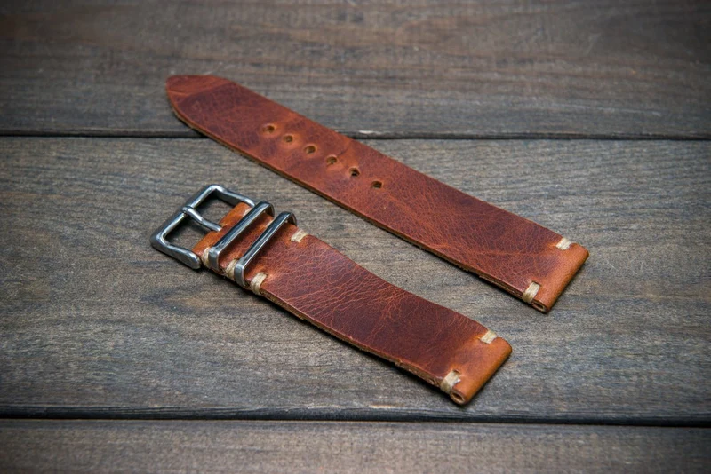 Badalassi Congac Wax leather watch strap. Hand-made to order in Finland.