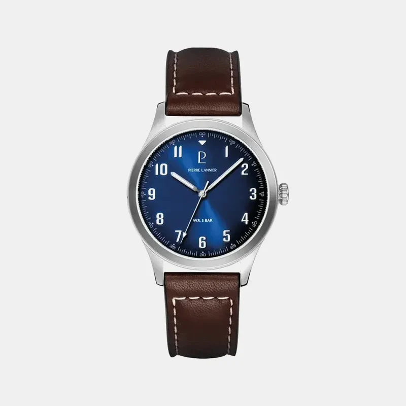 Montre PIERRE LANNIER Homme Aviateur en Cuir Marron 260G164