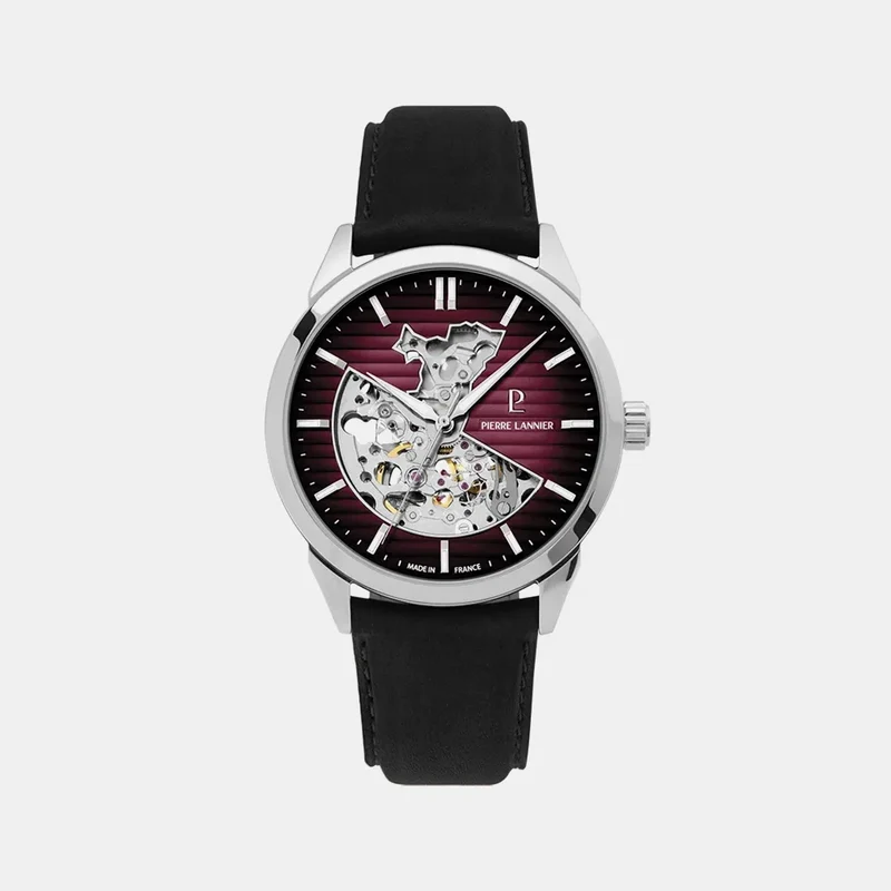 Montre PIERRE LANNIER Homme Monarck en Cuir Noir 315D153