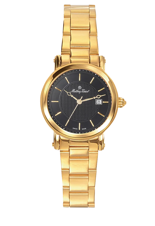 Montre Mathey-Tissot City Metal plaquée or et cadran noir D31186MPN