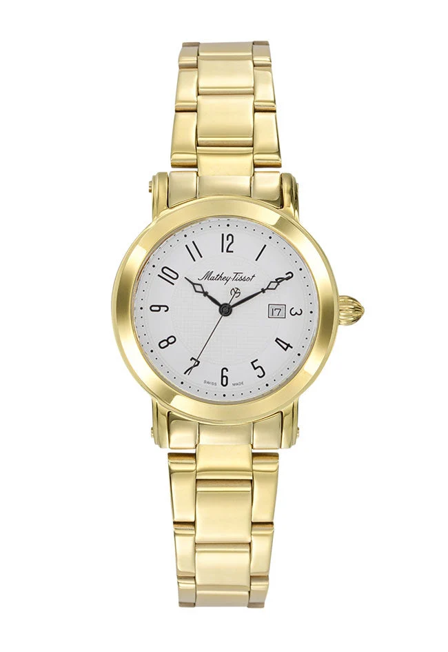 Montre Mathey-Tissot City Metal plaqué or et cadran blanc D31186MPG