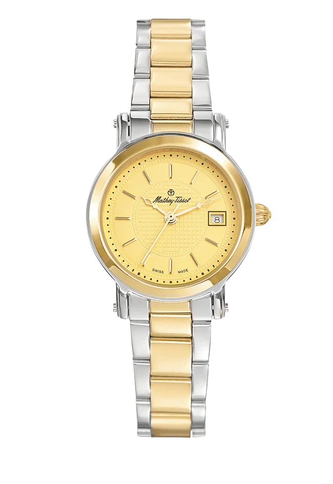 Montre Mathey-Tissot City Metal en acier inoxydable plaqué or et cadran champagne D31186MBDI