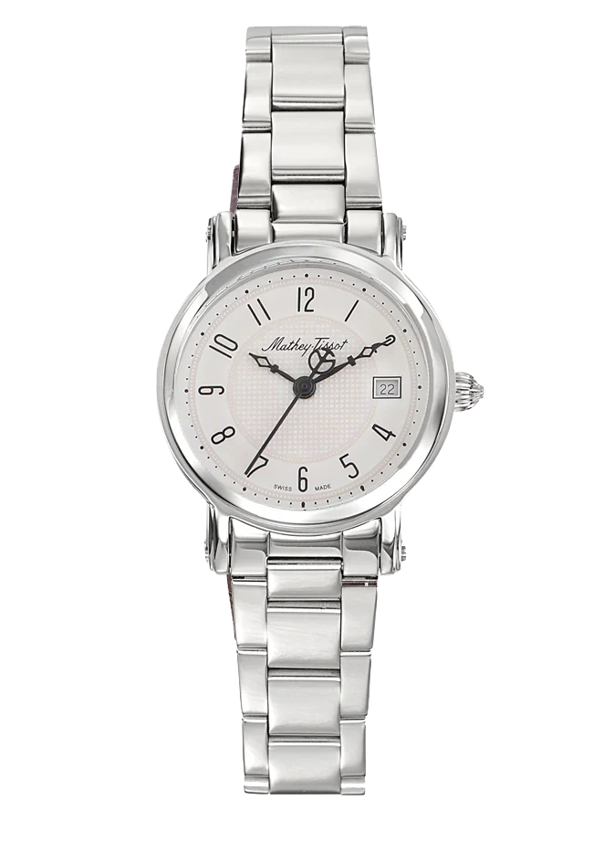 Montre Mathey-Tissot City Metal en acier inoxydable et cadran blanc D31186MAG