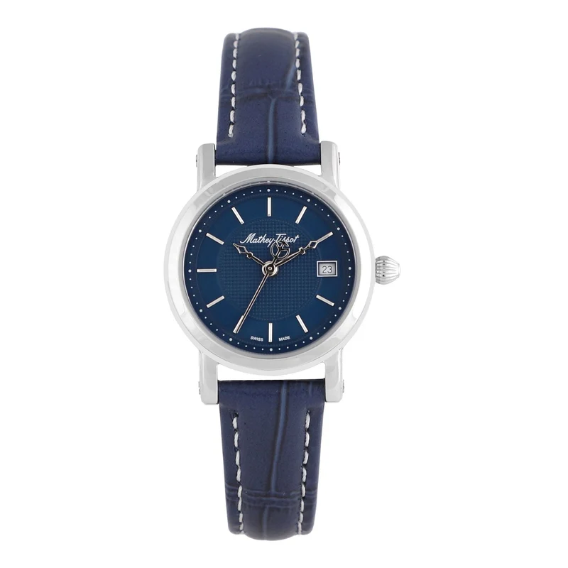 Montre Mathey-Tissot City en acier inoxydable, cuir bleu et cadran bleu D31186ABU