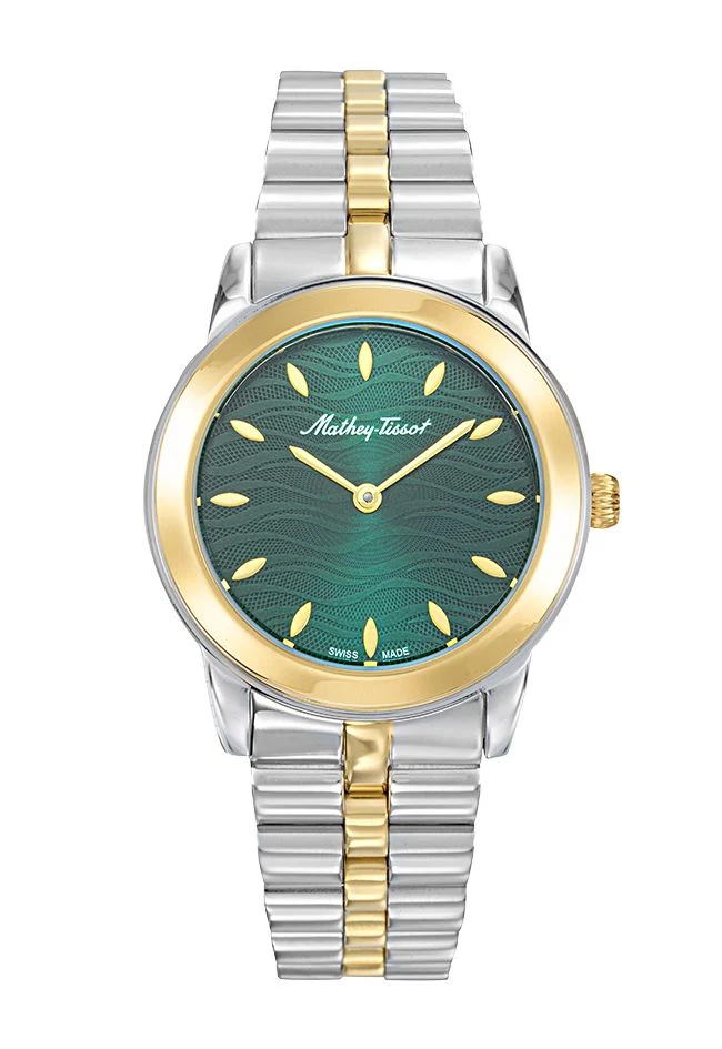 Montre Mathey-Tissot Artemis en acier inoxydable plaqué or et cadran vert D10860BYV