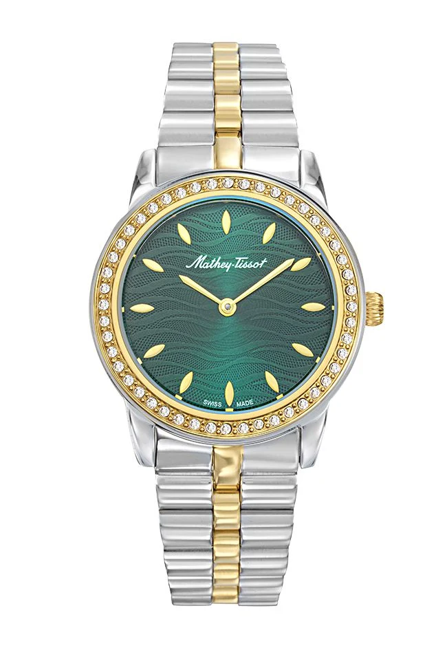 Montre Mathey-Tissot Artemis en acier inoxydable plaqué or et cadran vert D10860BQYV