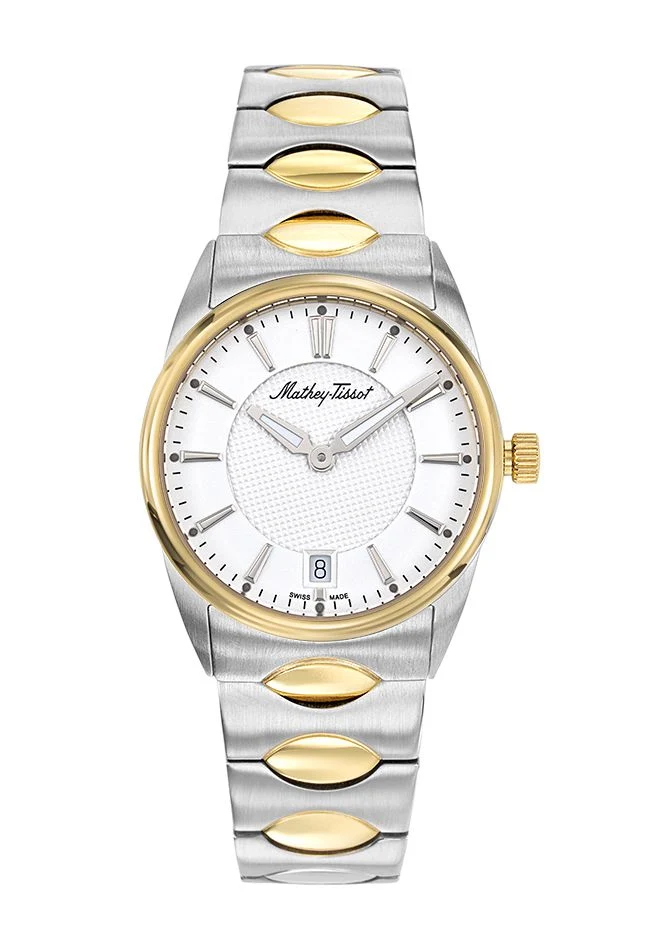Montre Mathey-Tissot Anaconda en acier inoxydable plaqué or et cadran blanc D791BI