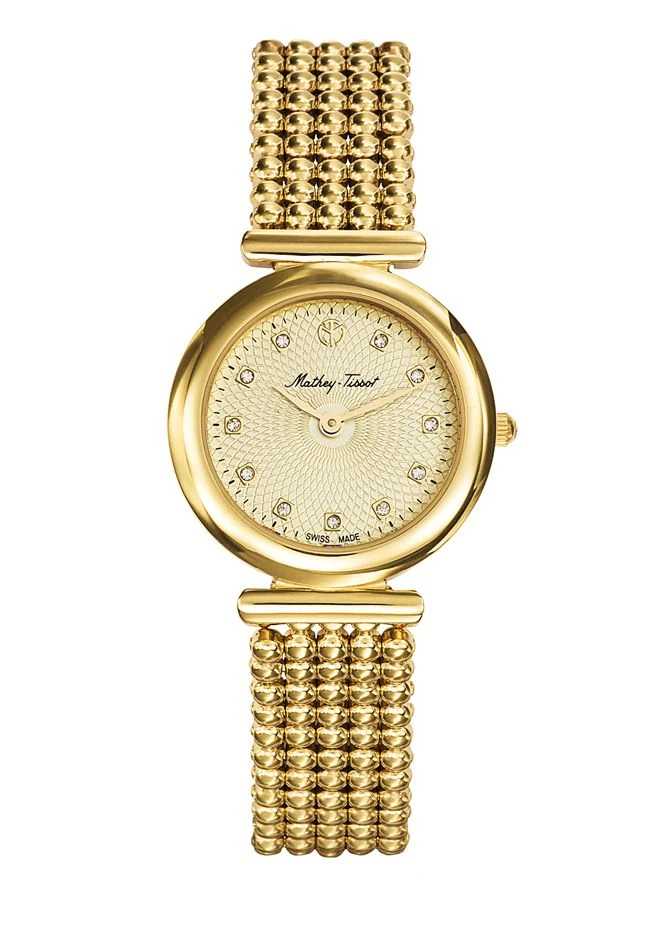 Montre Mathey-Tissot Allure plaquée or jaune et cadran blanc D539PDI