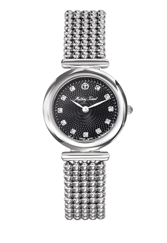 Montre Mathey-Tissot Allure en acier inoxydable et cadran noir D539AN