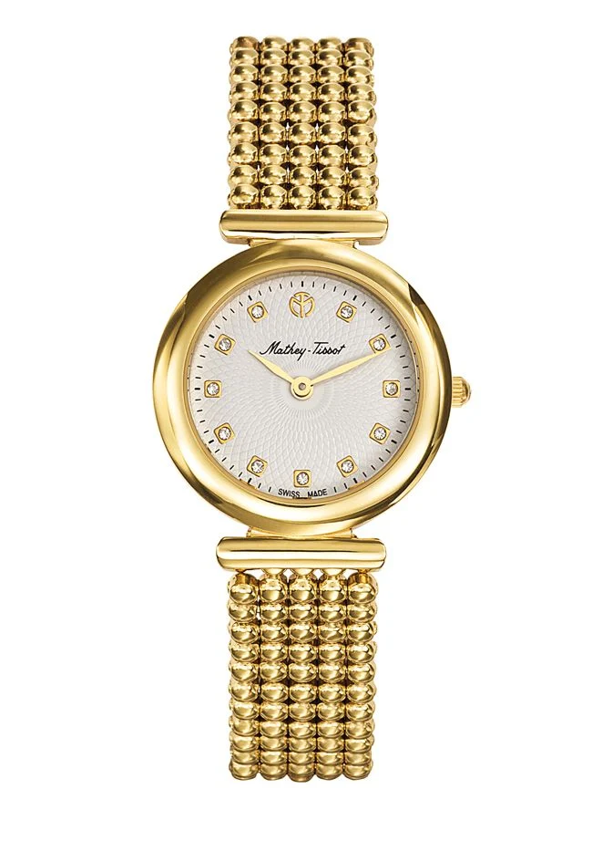 Montre Mathey-Tissot Allure plaquée or jaune et cadran blanc D539PI
