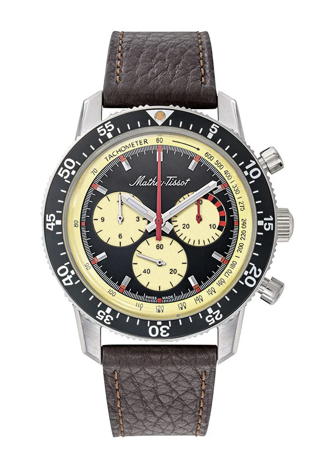 Chronographe Mathey-Tissot cadran noir et jaune 1968 TYPE1968CR