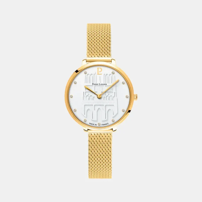 Montre PIERRE LANNIER Femme Cœur Battant en Acier Milanais Doré 096K502