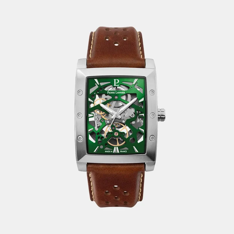 Montre PIERRE LANNIER Homme Hector en Cuir Marron 342A174