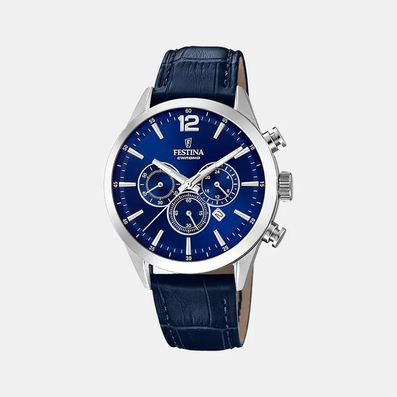 Montre FESTINA Homme Timeless Chronographe en Cuir Bleu F20542/2