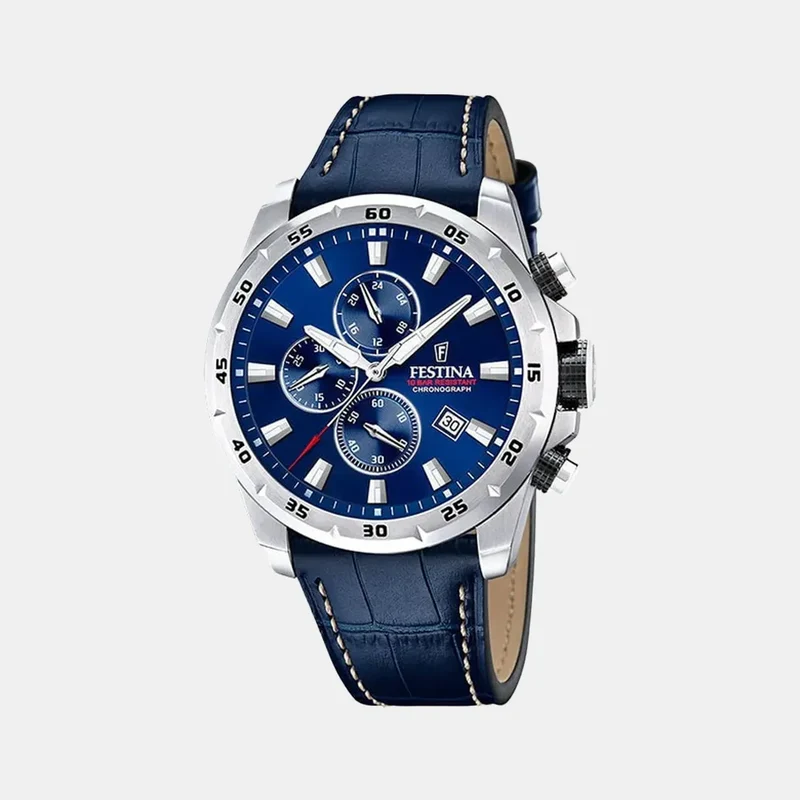 Montre FESTINA Homme Timeless Chronographe en Cuir Bleu F20692/2