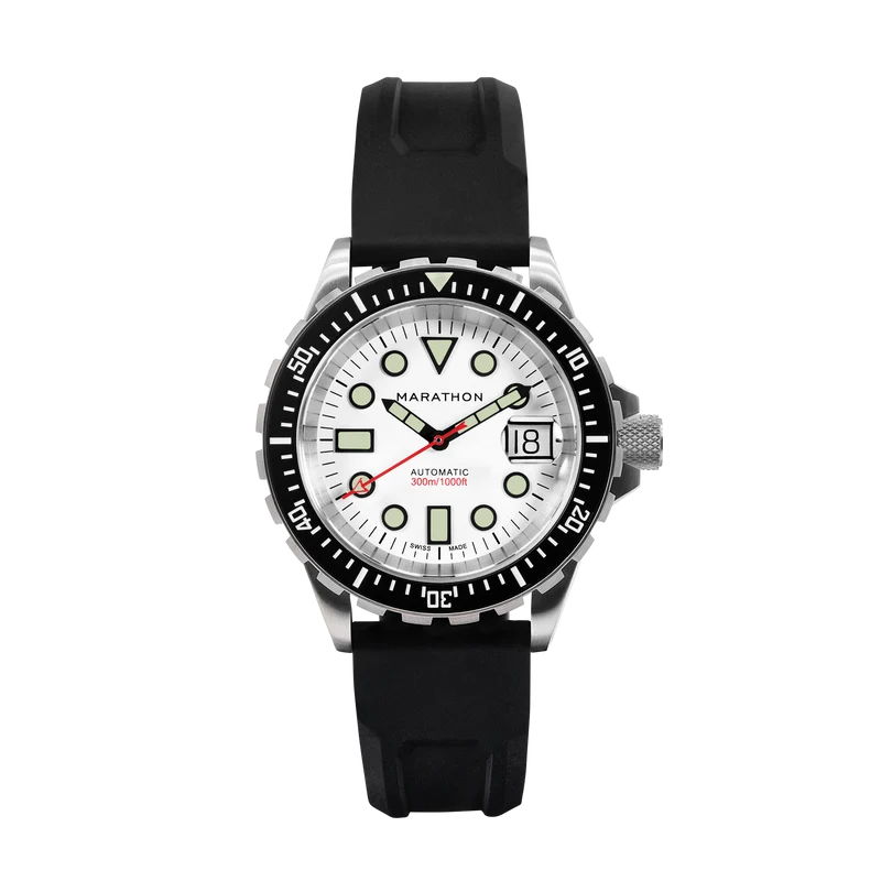 Montre Marathon 41 mm Arctic Original SAR avec date sur bracelet en caoutchouc 3 pièces (OSAR-D)