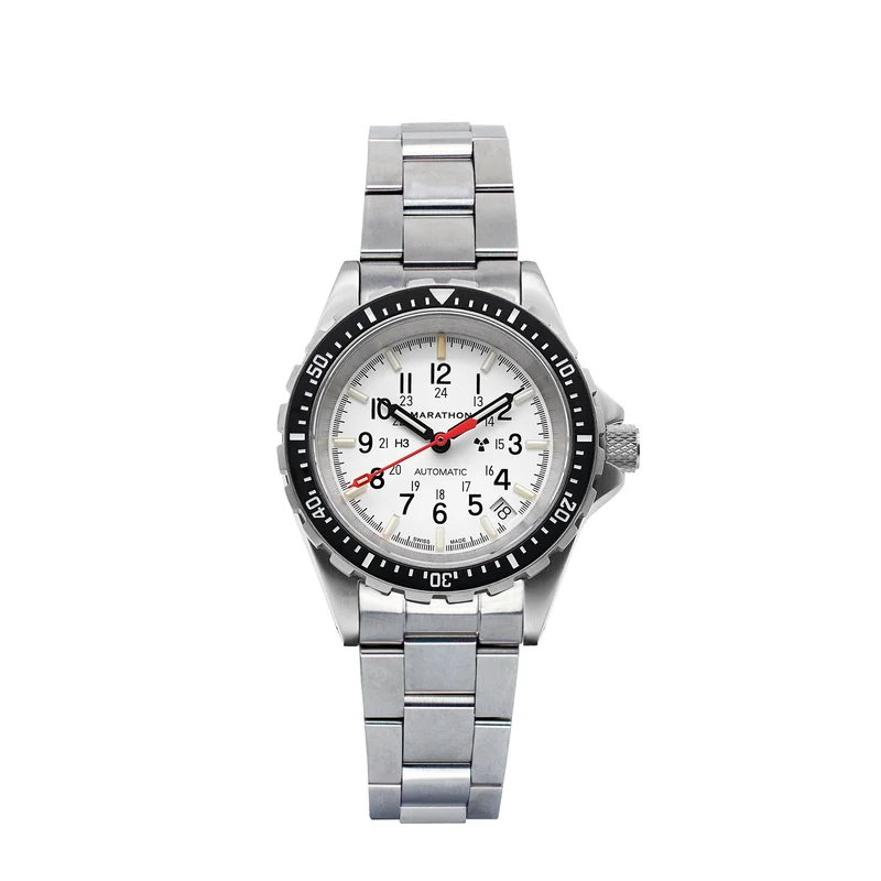 Montre Marathon 36 mm Édition Arctic, modèle de plongée automatique (MSAR Auto) avec bracelet en acier inoxydable -