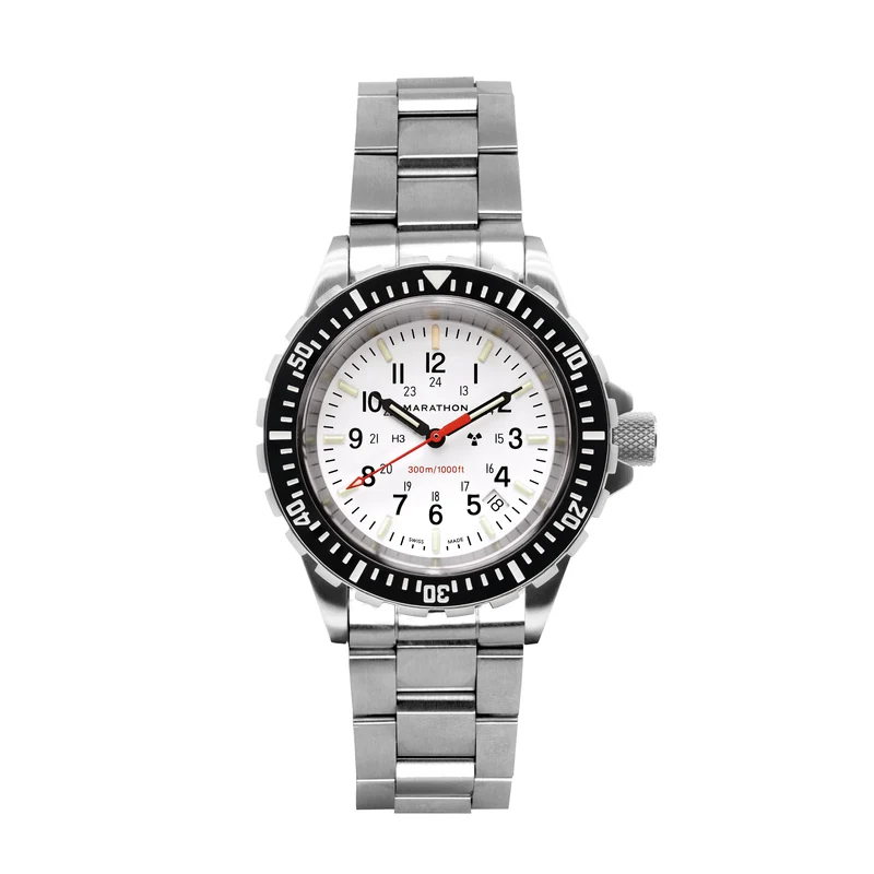 Montre Marathon 41 mm Édition Arctique Grande Montre de plongée à quartz (TSAR) avec bracelet en acier inoxydable