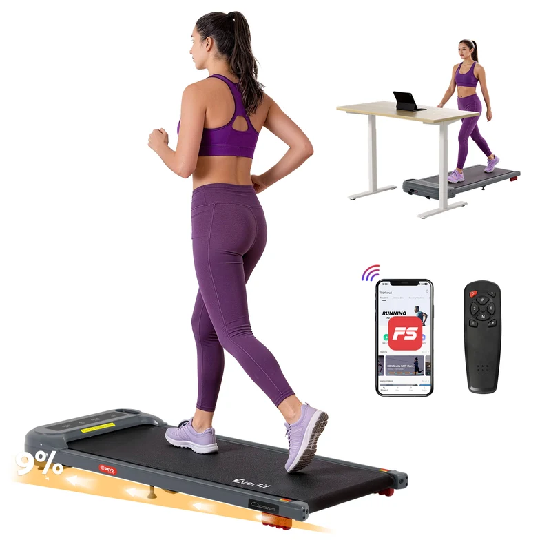 Everfit Treadmill Electric Walking Pad with Incline Under Desk Home Gym (Grey)