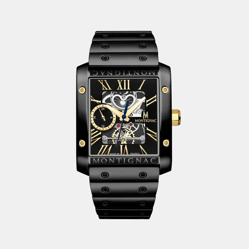 Montre MONTIGNAC Rampart Homme Multifonction en Acier Noir MOW1204
