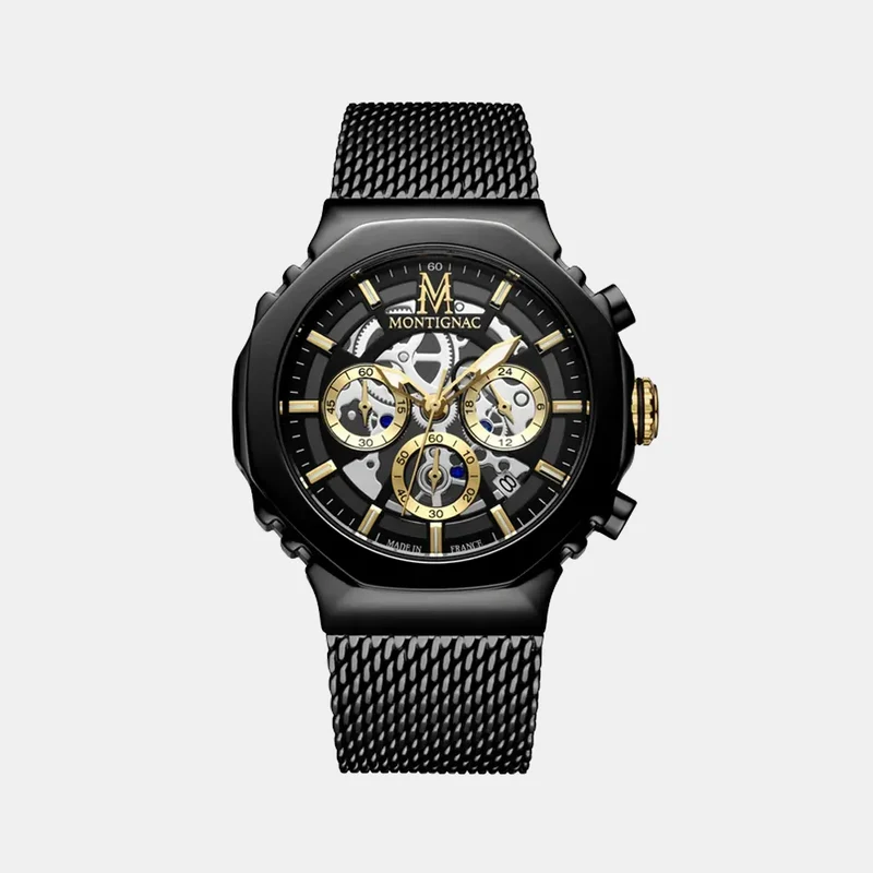 Montre MONTIGNAC Sentinel Homme Chronographe en Acier Milanais MOW1205