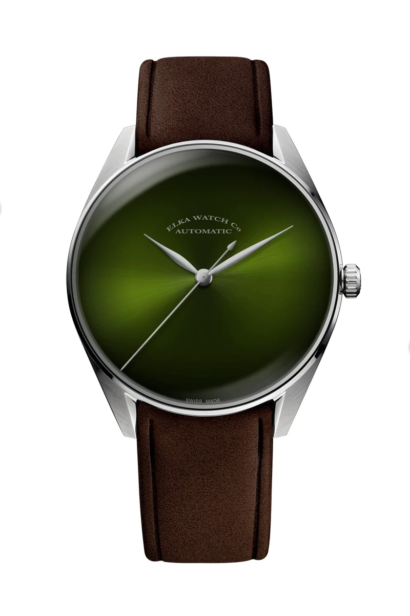 ELKA S05-0811 Automatique Cadran Vert et Cuir Marron