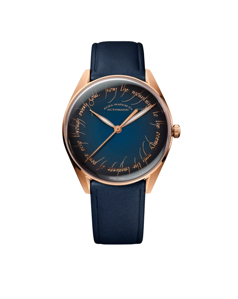 ELKA TP01-0805 Automatique Cadran Bleu Foncé et Cuir Bleu
