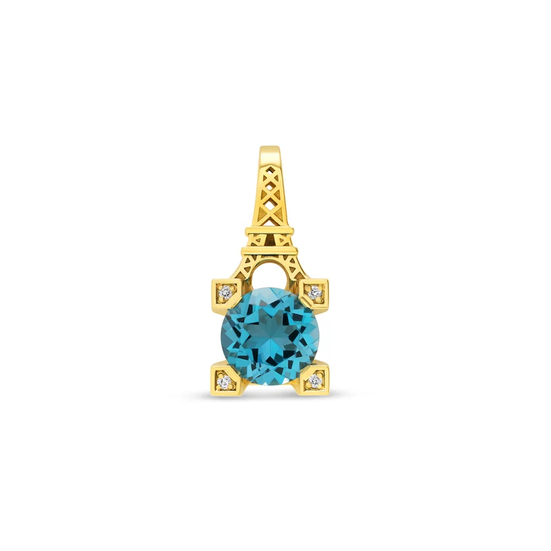 Pendentif French Kiss en or topaze et diamants