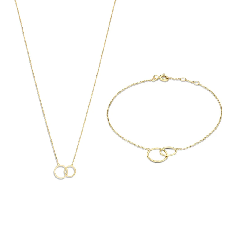 Cadeau d'Isabel 14 karat gold necklace & bracelet gift set with rings
