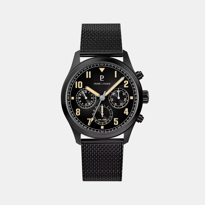 Montre PIERRE LANNIER Homme AVIATEUR en Acier Noir 258M439