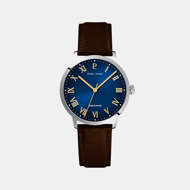 Montre PIERRE LANNIER Homme INTERVAL en Cuir Noir 255G164