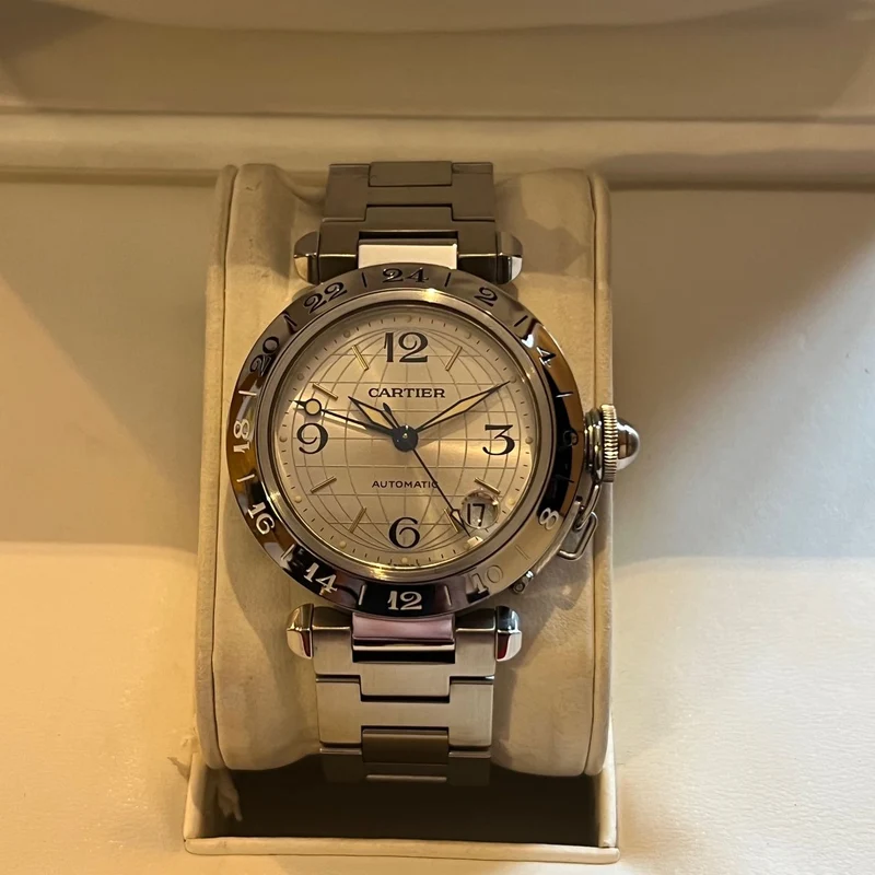 Coffret complet Cartier Pasha C Meridian GMT W31029M7