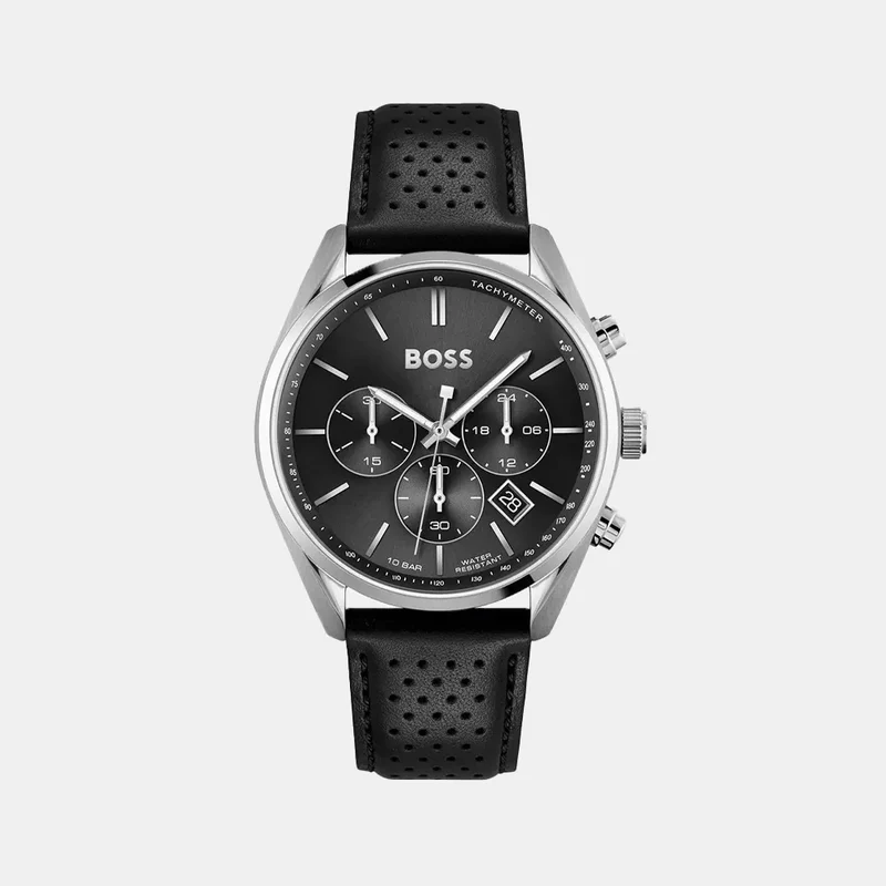 Montre BOSS Homme Champion Chronographe en Cuir Noir 1513816