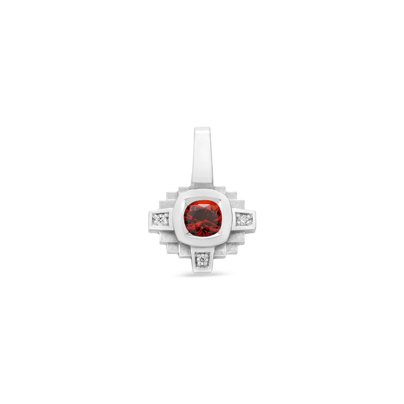 Pendentif Esther Saphir rouge 4 mm et diamants