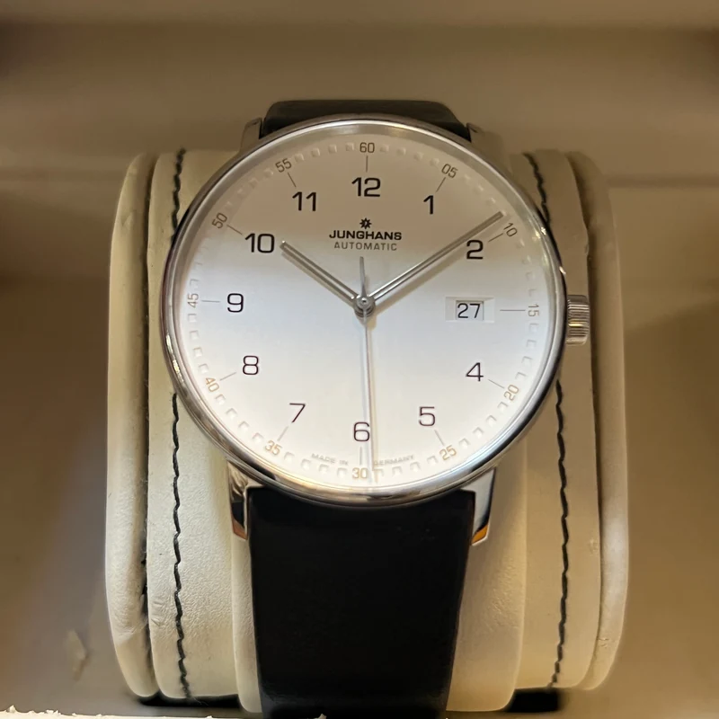 Junghans Montre automatique à date, cadran blanc, ensemble complet 027.4731.00