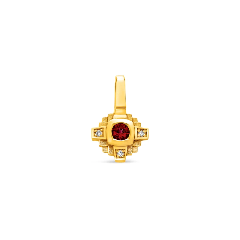 Pendentif Esther Saphir rouge 3 mm et diamants