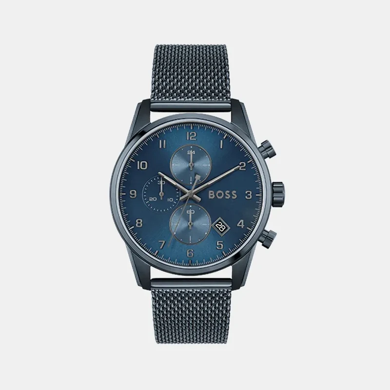 Montre BOSS Homme Skymaster Chronographe en Acier Bleu 1513836