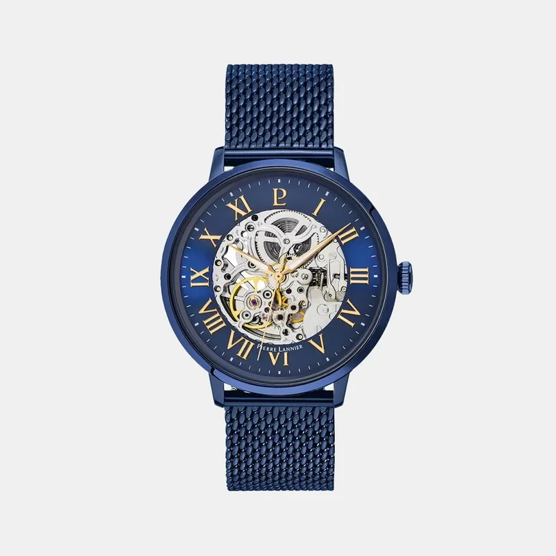 Montre PIERRE LANNIER Homme Automatic en Acier Milanais Bleu 318B468