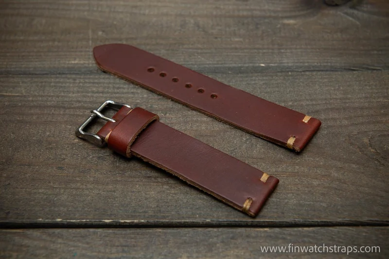 Leather Watch Strap, Horween Chromexcel horsebutt leather watch band, Handmade in Finland - 10, 11, 12, 13, 14, 15, 16, 17, 18, 19, 20, 21, 22, 23, 24, 25, 26 mm.