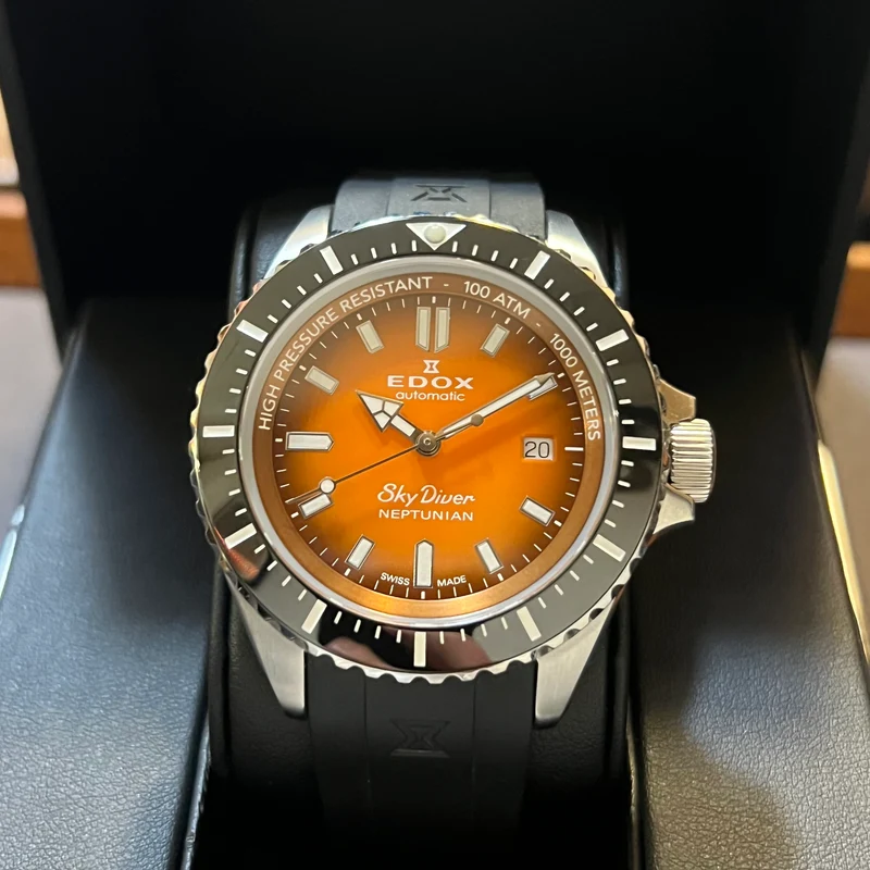 Edox Cadran orange Neptunian, ensemble complet 80120-3NCA-ODN