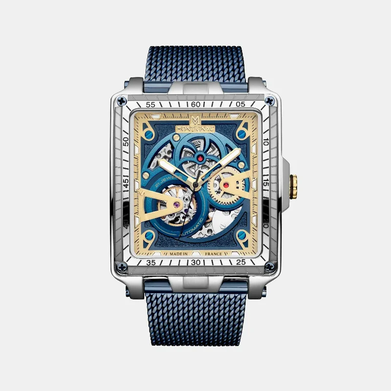 Montre Montignac Homme en Acier Milanais Bleu MOW1311