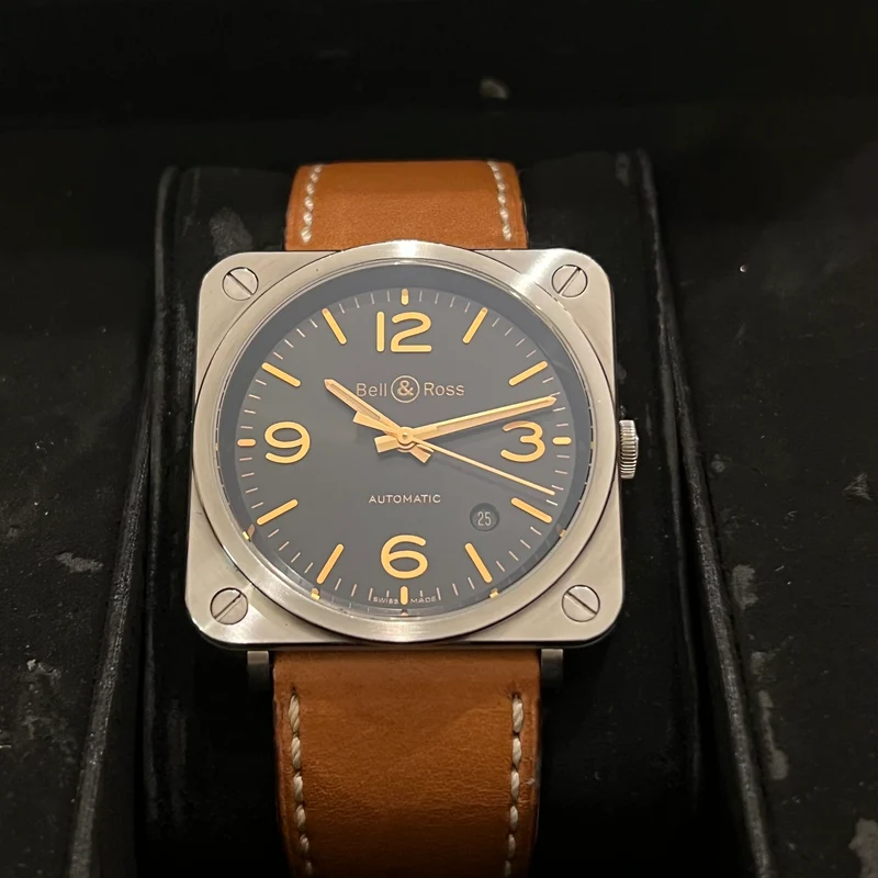 Bell & Ross Montre automatique Golden Heritage avec date, ensemble complet BRS-92-G-HE-ST